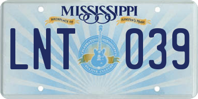 MS license plate LNT039