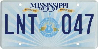 MS license plate LNT047