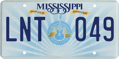MS license plate LNT049