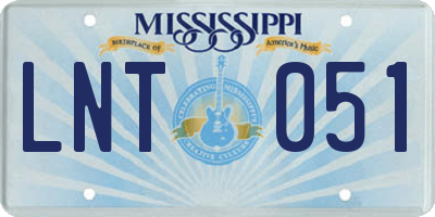 MS license plate LNT051
