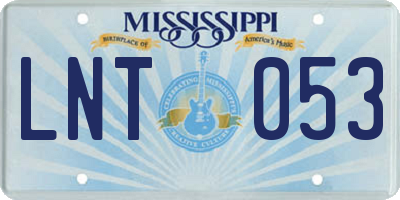 MS license plate LNT053
