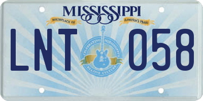 MS license plate LNT058