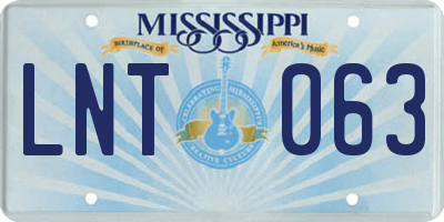 MS license plate LNT063