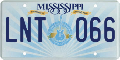 MS license plate LNT066
