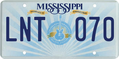 MS license plate LNT070