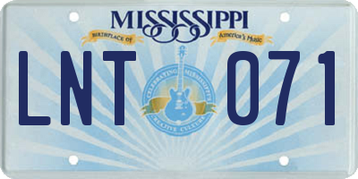 MS license plate LNT071
