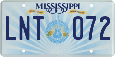 MS license plate LNT072