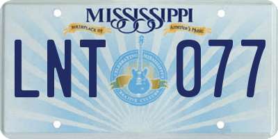 MS license plate LNT077