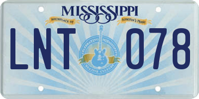 MS license plate LNT078