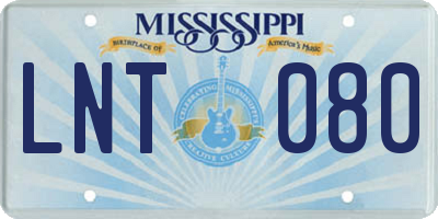 MS license plate LNT080