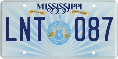 MS license plate LNT087