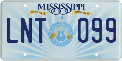 MS license plate LNT099