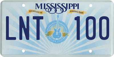 MS license plate LNT100