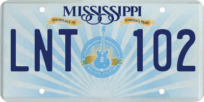 MS license plate LNT102