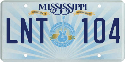 MS license plate LNT104
