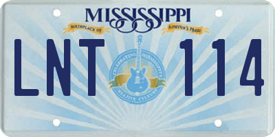 MS license plate LNT114