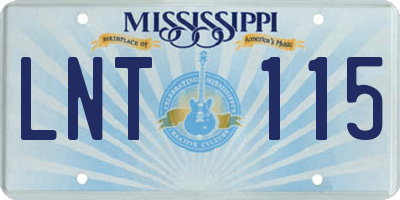 MS license plate LNT115