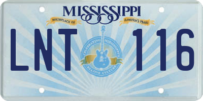 MS license plate LNT116