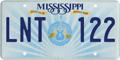 MS license plate LNT122