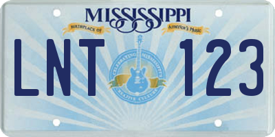 MS license plate LNT123