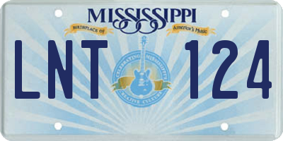 MS license plate LNT124