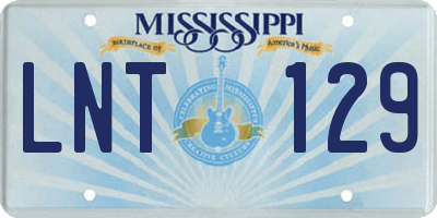 MS license plate LNT129