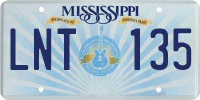 MS license plate LNT135