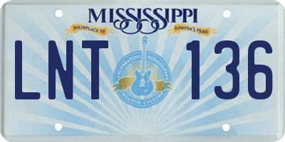 MS license plate LNT136