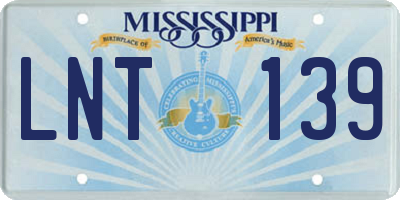 MS license plate LNT139