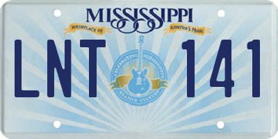 MS license plate LNT141