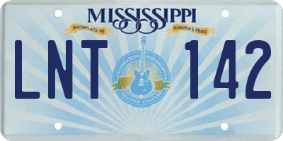 MS license plate LNT142