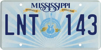 MS license plate LNT143