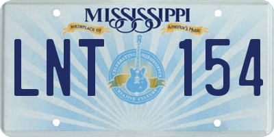 MS license plate LNT154