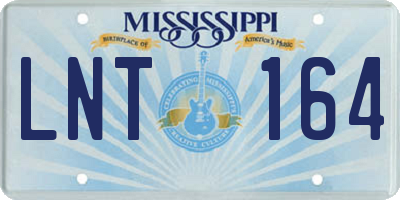 MS license plate LNT164