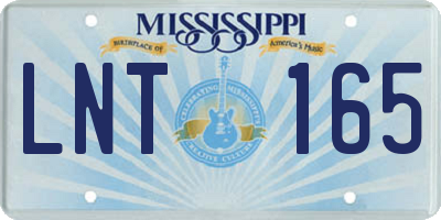MS license plate LNT165