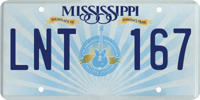 MS license plate LNT167