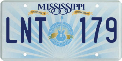 MS license plate LNT179