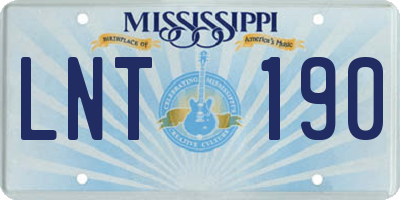 MS license plate LNT190