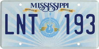 MS license plate LNT193