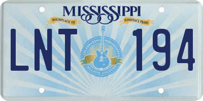 MS license plate LNT194