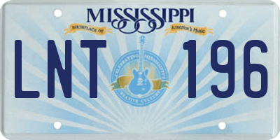 MS license plate LNT196