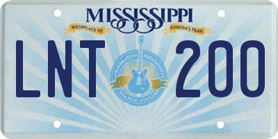 MS license plate LNT200