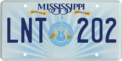 MS license plate LNT202