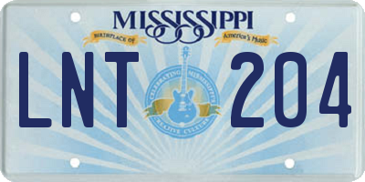 MS license plate LNT204