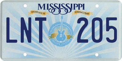 MS license plate LNT205
