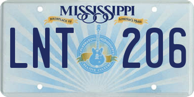 MS license plate LNT206