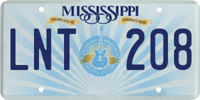 MS license plate LNT208