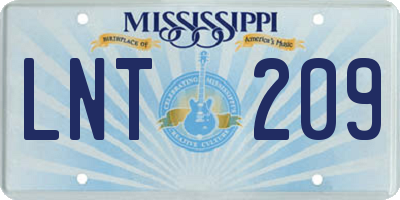 MS license plate LNT209
