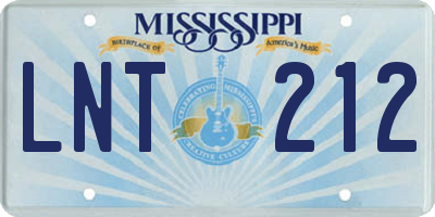 MS license plate LNT212