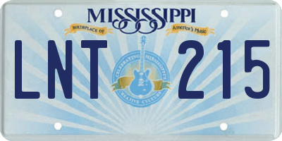 MS license plate LNT215